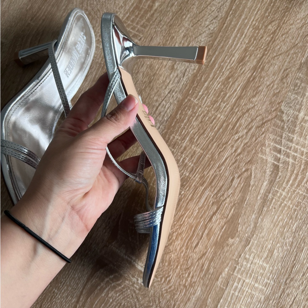 Steve Madden Silver Pointed Heel Sandals - Picture 5 of 9